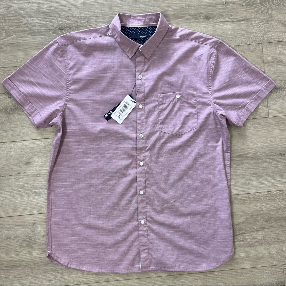 Bruno Button Up Short Sleeve Shirt Cotton Blend Casual Size Medium